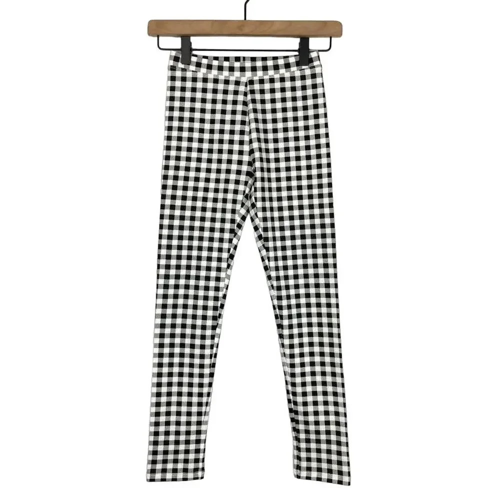 Crewcuts | NWT Cream Sequin Floral Shirt & Black White Gingham Leggings